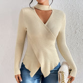 Schlichter, einfarbiger Pullover mit V-Ausschnitt, Strickpullover